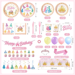 Balloon banner and toppers with cupcake toppers for princess party