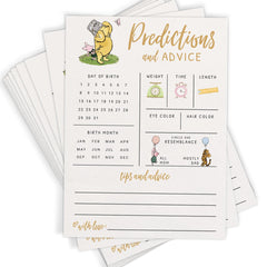 Printed Party Baby Predictions and Advice Cards 30 count Pooh Bear