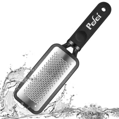 Ergonomic stainless steel foot file with non-slip frosted handle
