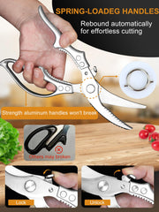 Poultry deboning shears with safety lock feature