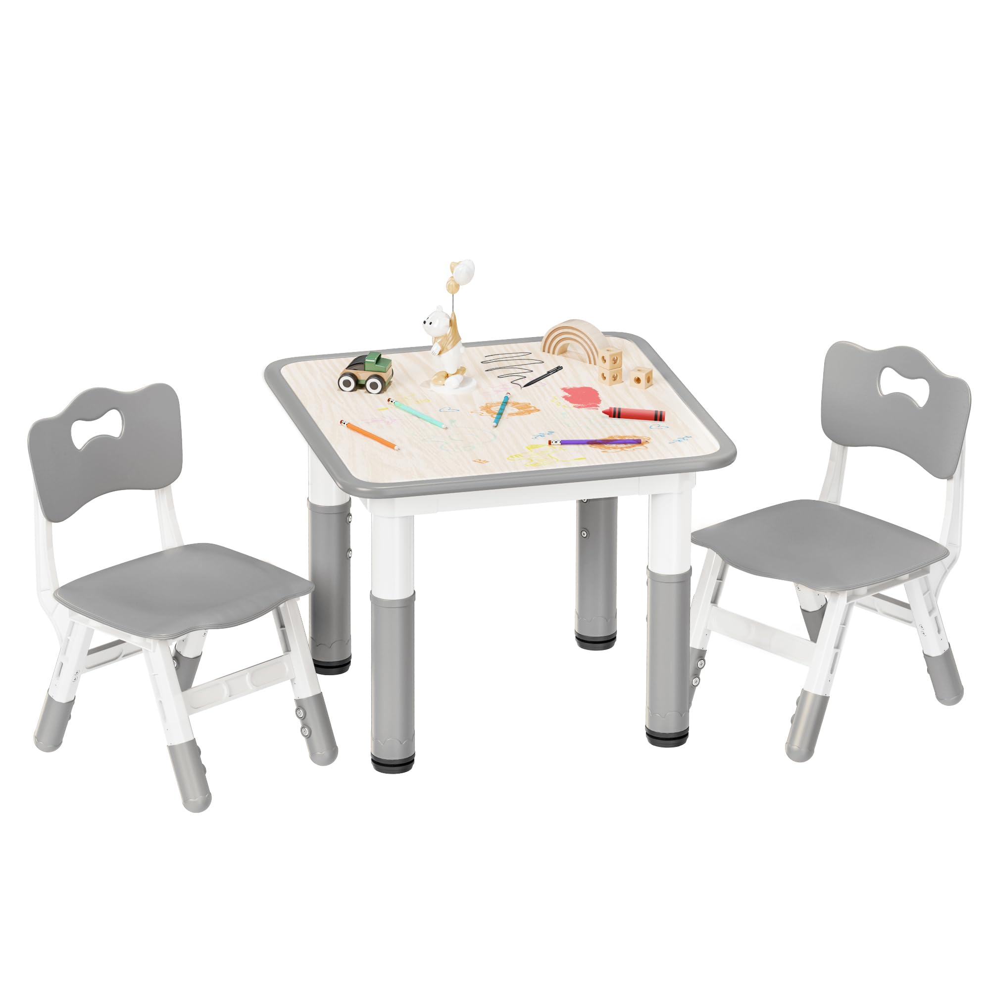 Pterying grey kids table and chairs set 23.6in long