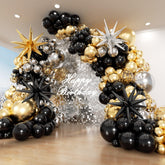 PTGOLUO balloon arch kit black gold silver 153pcs packaging