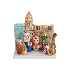 Puerto Rico Wise Men nativity figure handmade in clay size 3.4 x 2.4 x 3.4 inches