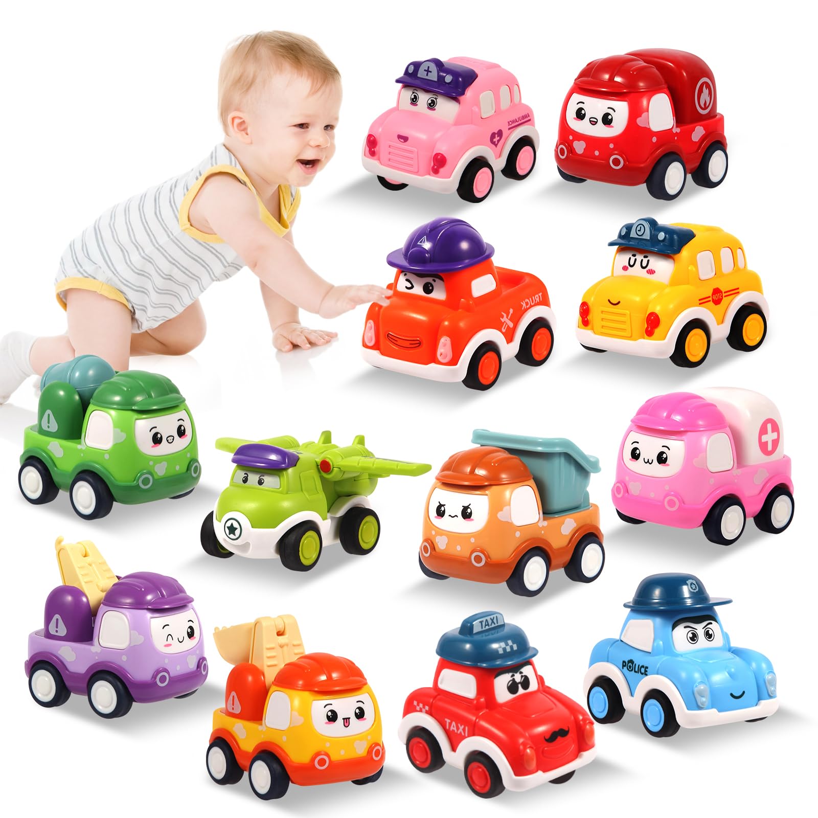 12 piece pull back cars set for toddlers