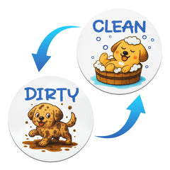 Dishwasher magnet sign shows 3.54x3.54 inch size