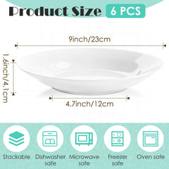 Six white ceramic bowls 27 oz capacity each