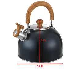 Black stainless steel tea kettle with anti scalding handle