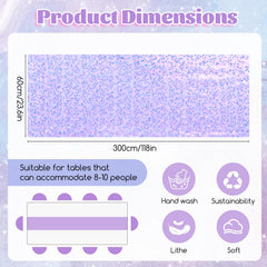 Purple iridescent table runner made of polyester with sequins