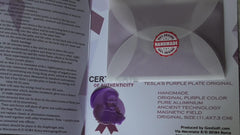 Purple plate treated with violet rays and rose oil energy