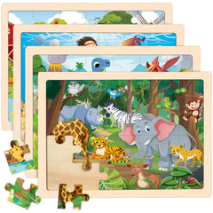 Puzzles for Kids Ages 4-6 wooden animals 4-pack set