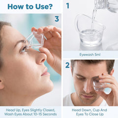 Close up of transparent eye rinse cup