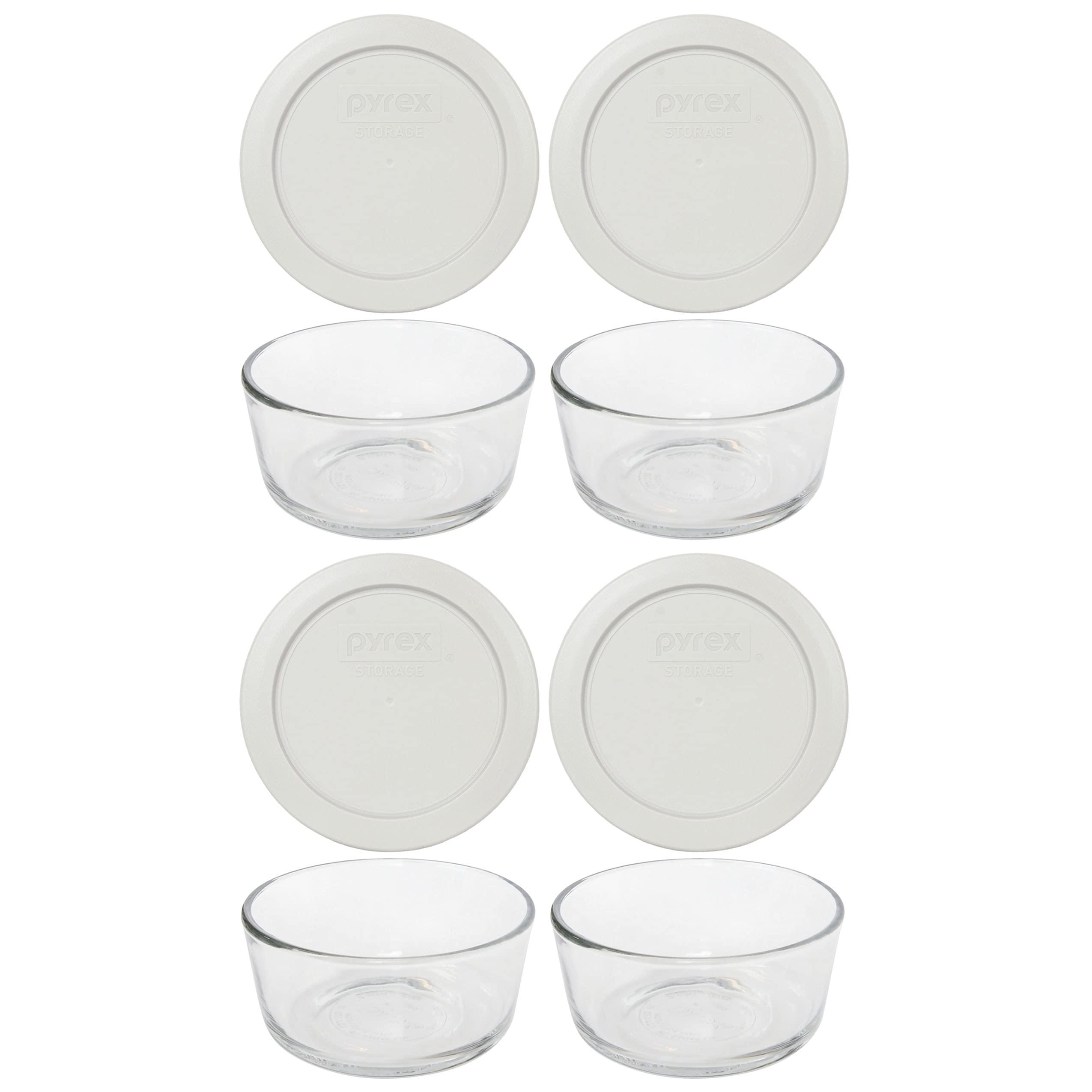 Pyrex 7200 2 Cup Glass Bowls set with replacement lids