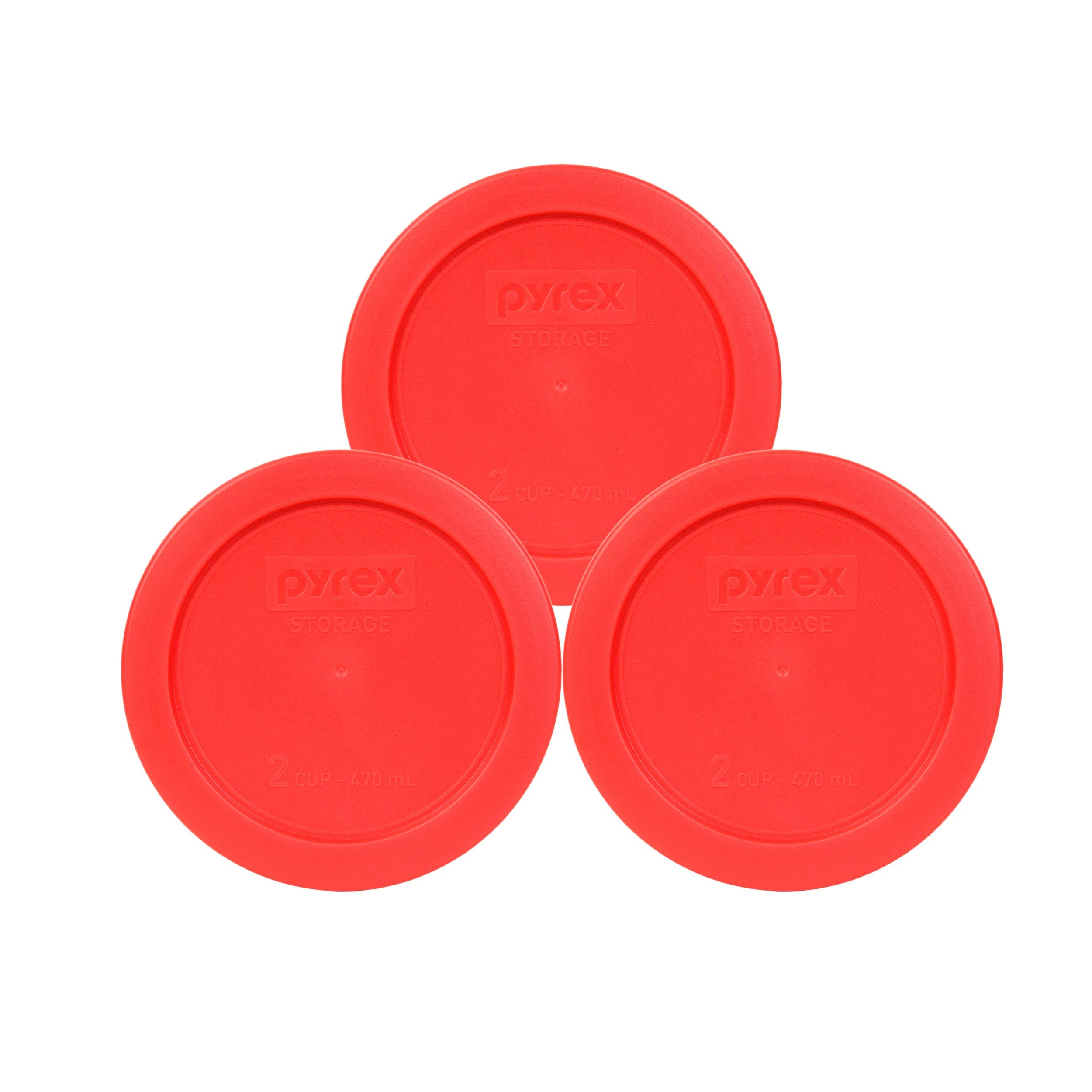 Pyrex 7200-PC 2-Cup red replacement lids 3-pack