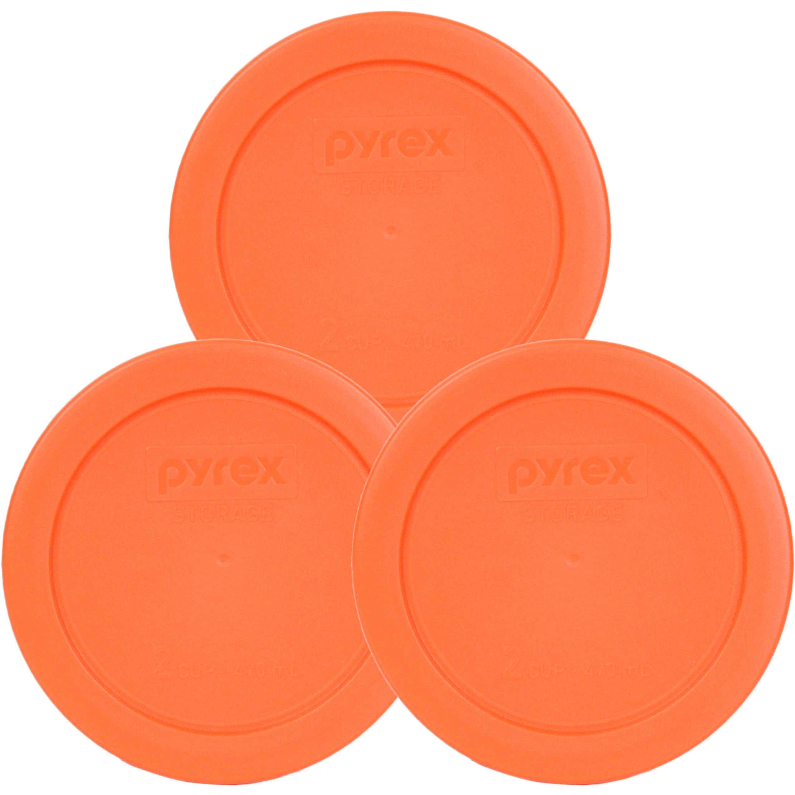Pyrex 7200-PC 2-Cup Orange Food Storage Replacement Lid set of 3