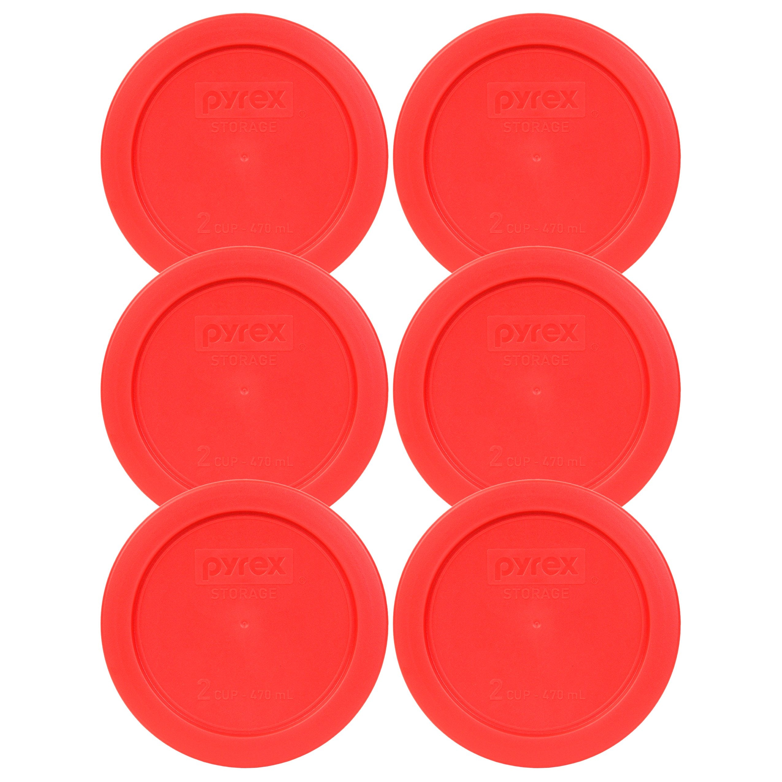 Pyrex 7200-PC 2-Cup Red Food Storage Replacement Lid 6-pack