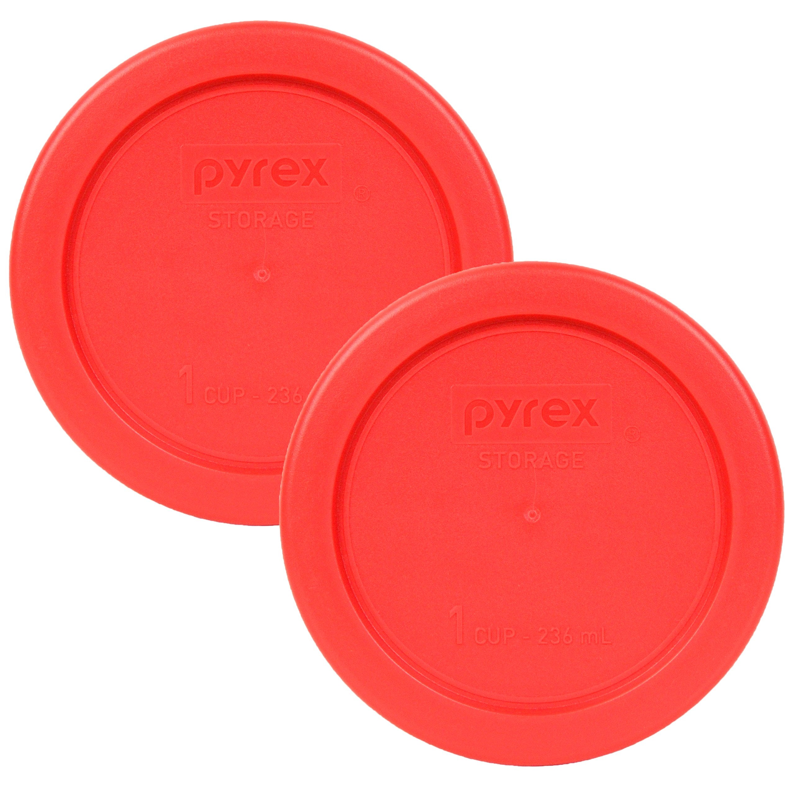 Pyrex 7202-PC 1-Cup Red Plastic Food Storage Lids