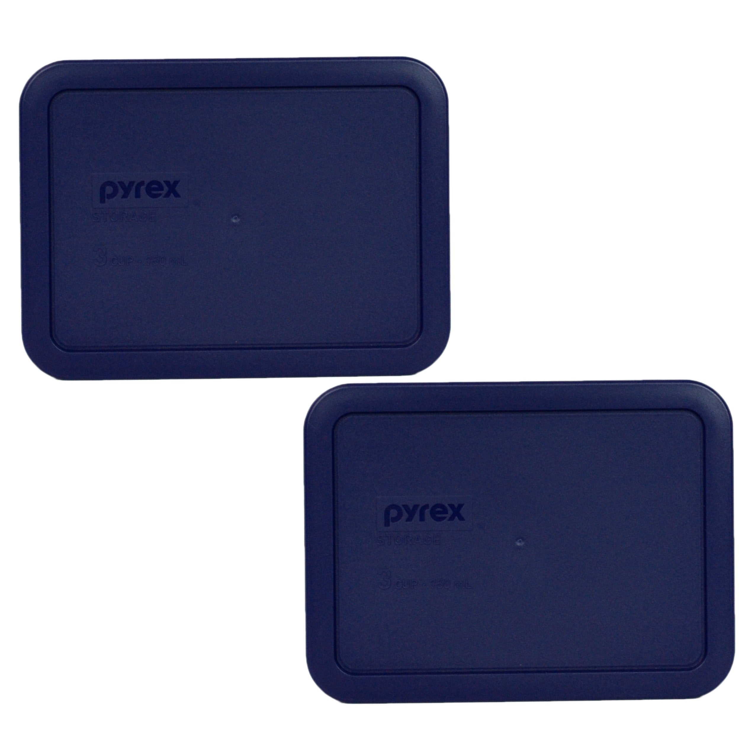 Two Pyrex 7210-PC 3-Cup blue replacement lids