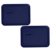 Two Pyrex 7210-PC 3-Cup blue replacement lids