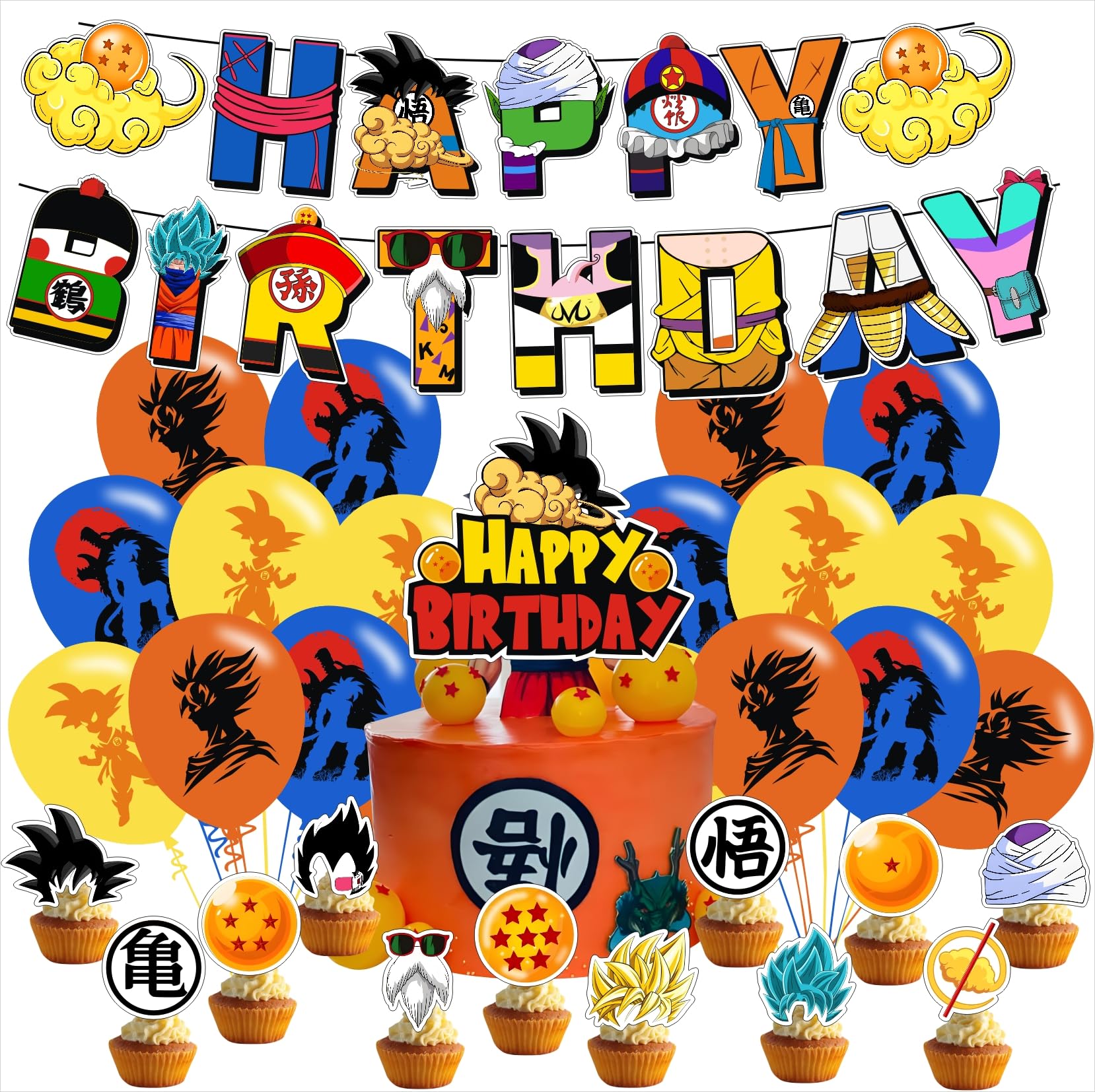 Q Cartoon For Party Supplies birthday decorations set banner balloons toppers