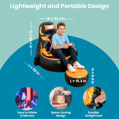 Kids chair with built in air pump for quick inflate