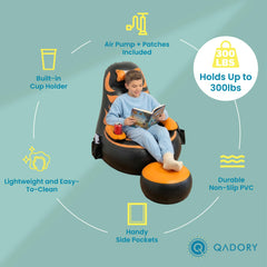 Gaming chair for kids with side pockets