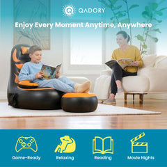 Inflatable gaming chair with ottoman for kids