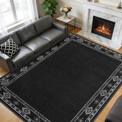5x7 dark grey rug by QDUIDU with low pile