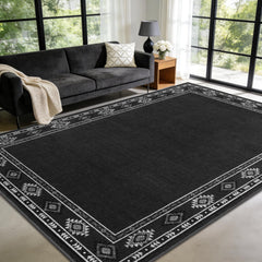 QDUIDU large geometric area rug dark grey for living room