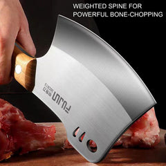 Full tang chopping knife with natural teak handle