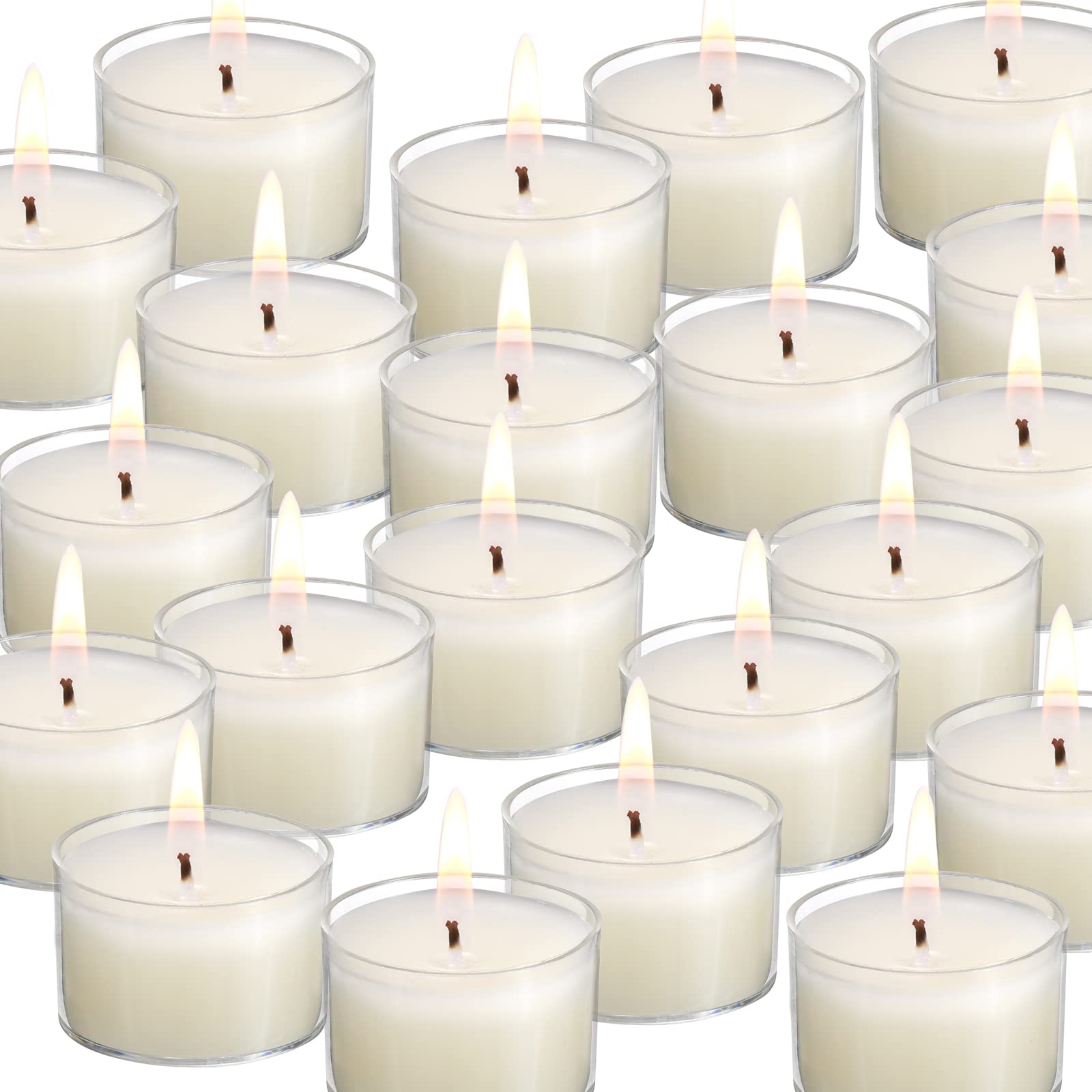 qinxiang unscented ivory tea lights in clear cups