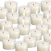 qinxiang unscented ivory tea lights in clear cups