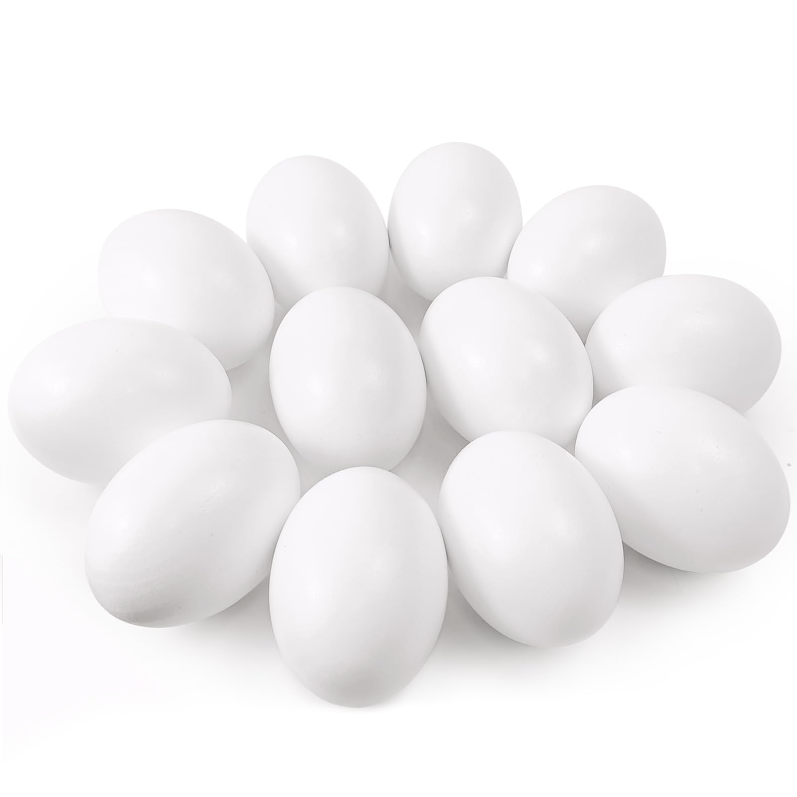 QMET 12 pieces white wooden fake eggs