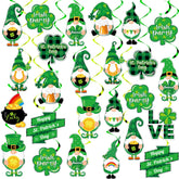 QOUBAI 84 piece St Patricks Day swirl decor set with clover pattern