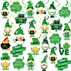 QOUBAI 84 piece St Patricks Day swirl decor set with clover pattern