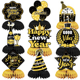 Qpout new year eve honeycomb centerpieces 9pcs gold black patterns