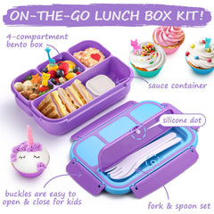 QQKO bento box sauce container and utensils included