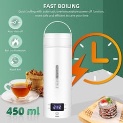 Kettle showing 4 temperature presets on HD LCD display
