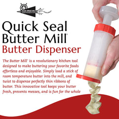 Quik Seal Butter Mill graduated barrel with tablespoon markings