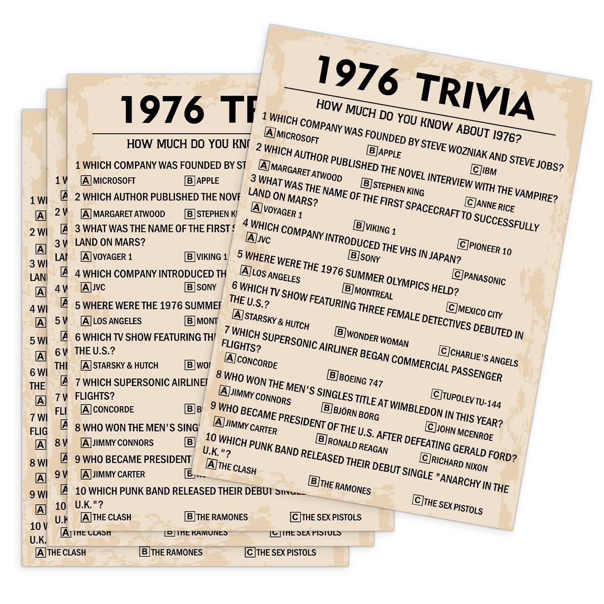 QUPT 50th birthday games 5x7 inch cards