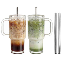 QWEZXO 18oz glass cup with lid and handle