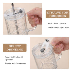 QWEZXO reusable glass cup dishwasher safe