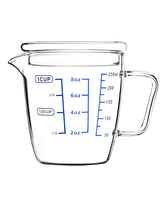 QWORK 250ML glass measuring cup with lid