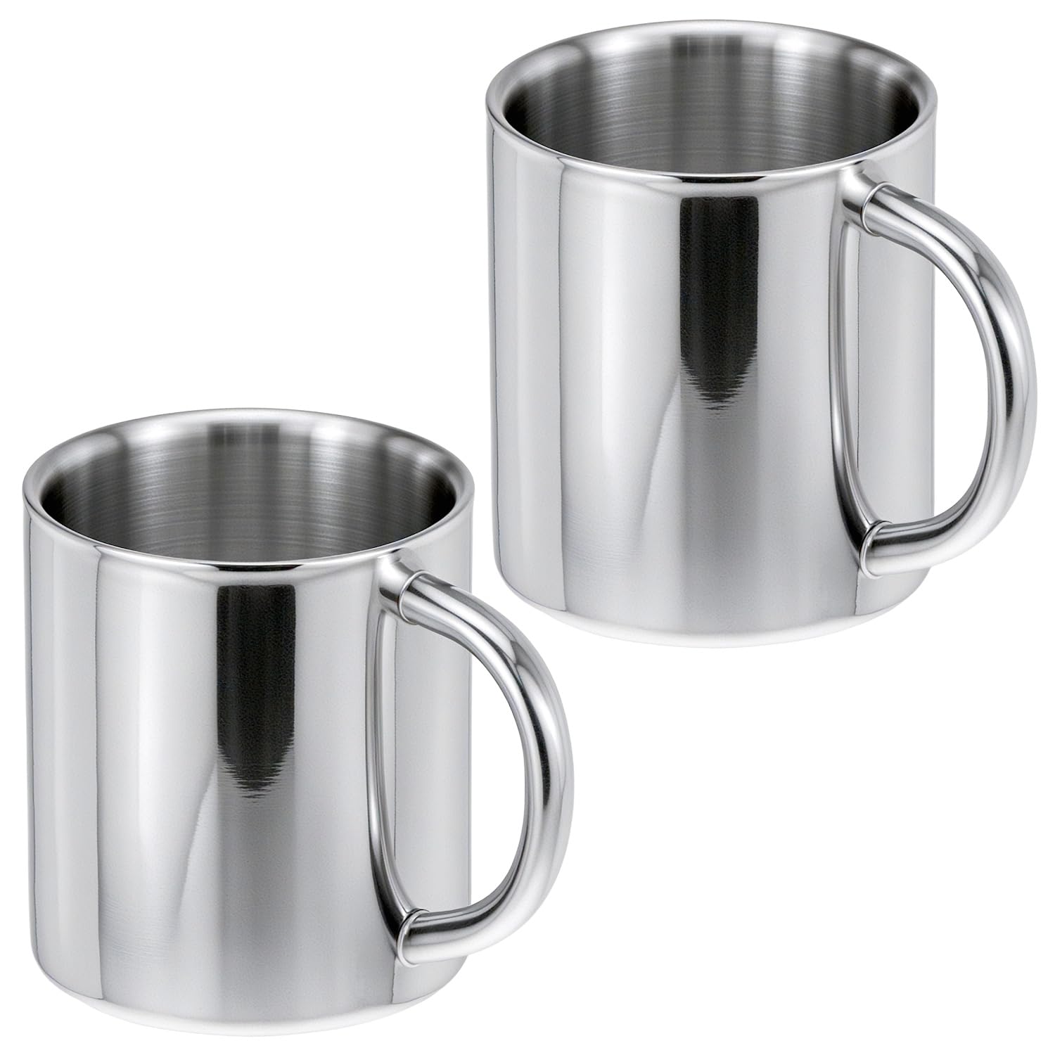 QWORK 304 stainless steel coffee milk mug 7oz 2-pack front view