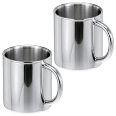 QWORK 304 stainless steel coffee milk mug 7oz 2-pack front view
