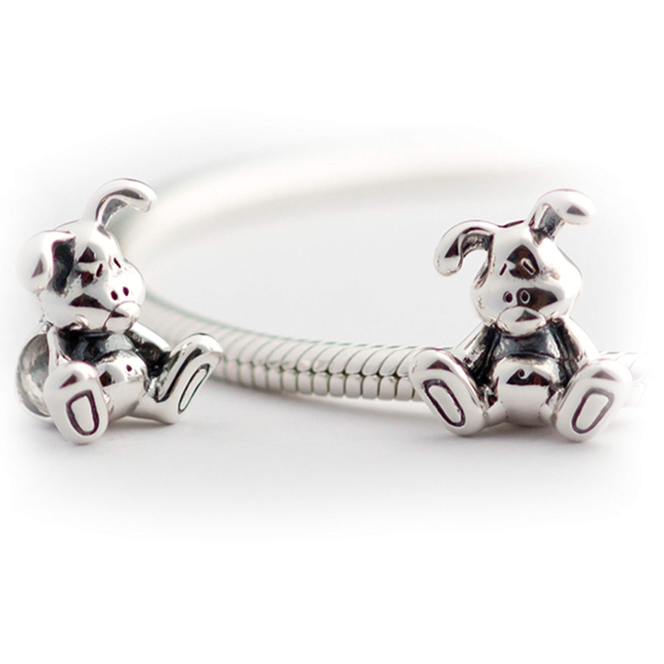 Original sterling silver bunny rabbit charm bead s925 closeup