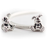 Original sterling silver bunny rabbit charm bead s925 closeup