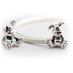 Original sterling silver bunny rabbit charm bead s925 closeup