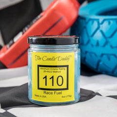 Race Fuel High Octane Gasoline Candle 6 oz jar lid