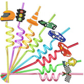 24 piece Racing Car Crazy Straws in eight colors and designs