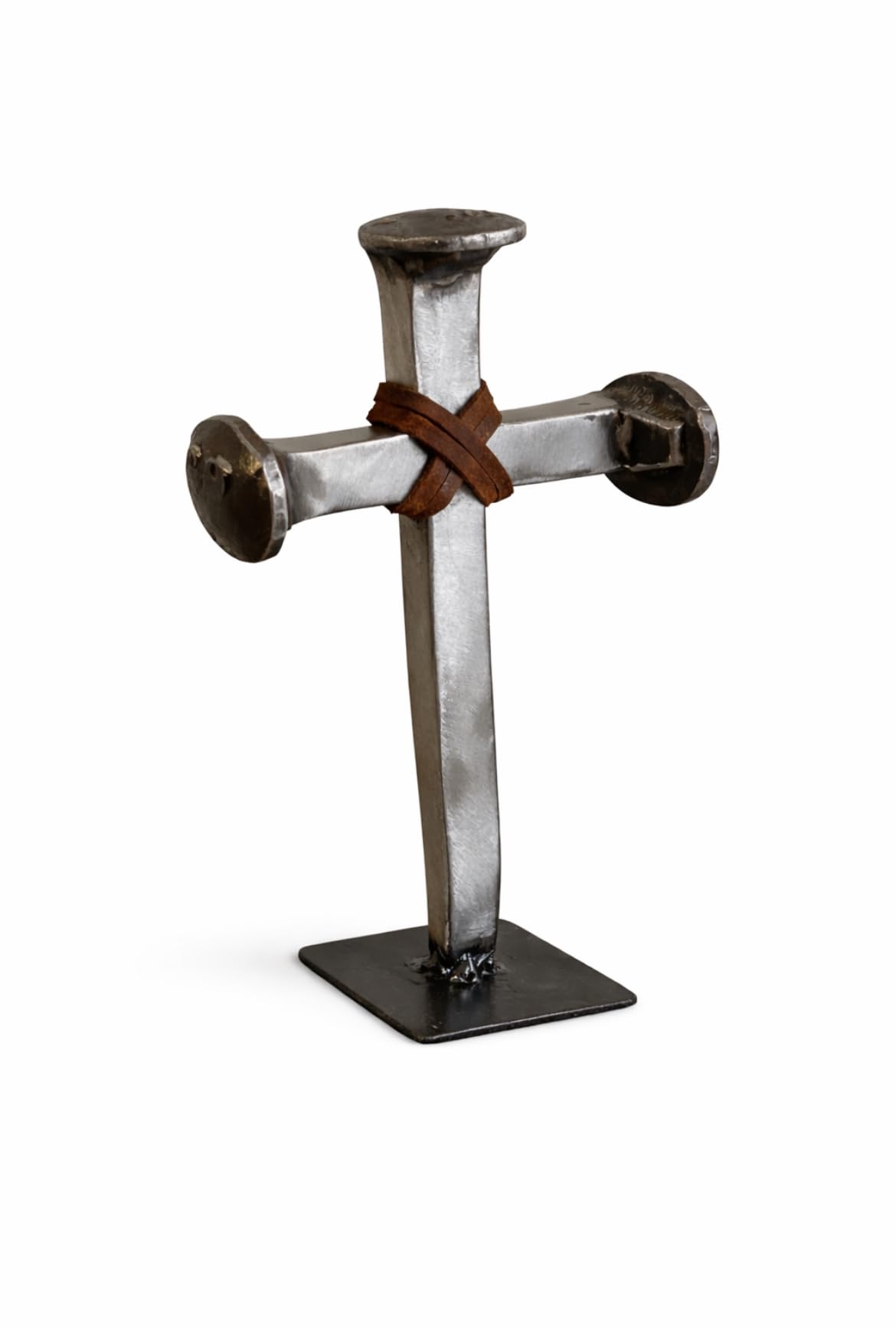 Railroad Spike Cross handmade 7 inch solid steel cross front view